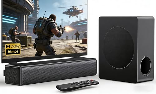Sound Bar with Subwoofer, 200W Bass Soundbar for Smart TV, w/Dolby Atmos 3D Surround Sound System, 2.1CH Home Theater Audio Soundbar, Adjustable Home Theater...