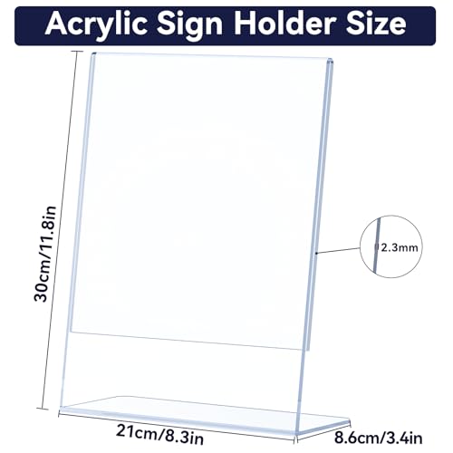 Fhintory Tischaufsteller A4, 4 Stück Acryl Aufsteller Din A4 Transparent, Werbeaufsteller Schräg L Ständer, Tisch Aufsteller für Büro, Geschäft, Restaurant, Hotel