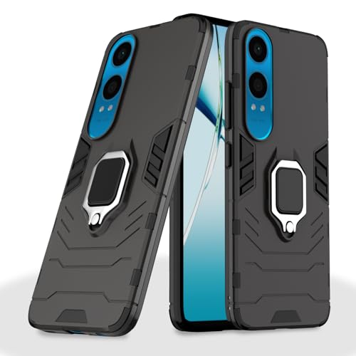 Image of Pikkme D5 Tough Armor Bumper | 360 Protection Case | Ring Holder Stand Case for OnePlus Nord Ce 4 Lite 5G (Black)