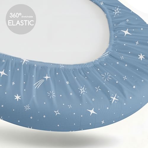 Image of Baby Bassinet Sheets 3 Pack, Fitted Cradle Sheets for Boys & Girls, Ultra Soft Breathable 32 inch x 16 inch, Universal Fit for Rectangle Round Oval Hourglass Mattress (Blue Gray Planet)