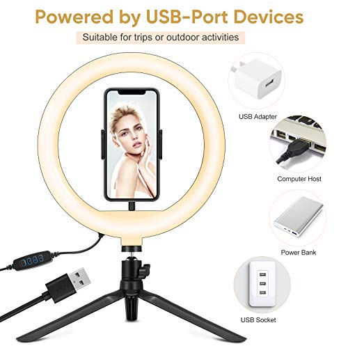 10.2\" Selfie Ring Light with Stand, Phone Holder and Bluetooth Remote, LED Circle Light Ring for Live Stream/Makeup, Desk Halo Camera Ringlight for YouTube Video/Photography/iPhone/Phone/Laptop - Thumbnail 5
