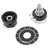 100K Ohm Carbon Film Potentiometer Knob Scale Set with Dial Plate and Knob - RV24YN20S - Ideal for Adjusting and Fine-Tuning Electronic Devices