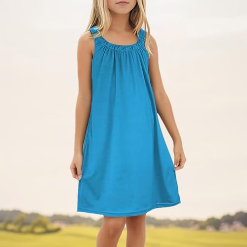 Beach Vacation Dresses Sleeveless Swimsuit Cover-Up Dress Lightweight Flowy Summer Dress for Girls 4-14 Years2
