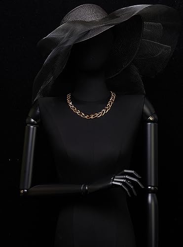 COOLSTEELANDBEYOND Statement Necklace, Braided Hollow Box Chain Cable Bib Choker Collar, Dress Prom2