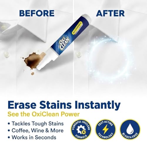 OxiClean On The Go Stain Remover Pen, 0.74 Fl Oz – Instant Travel Stain Cleaner for Clothes, Food, Wine, Coffee, Makeup, Portable & Easy Use - image 3
