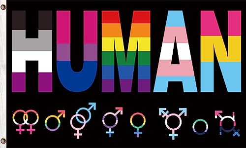 Pride Human Coexist Flagge, Gay Pride, Regenbogenflaggen, 90x152 cm, LGBTQIA Symbole, Transflagge für Zimmer, Wohnheim, Schlafzimmer, Wandteppich, Dekoration,Stolz-Tag, Monat-Parade-Geschenk
