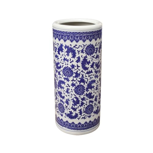 Jarrón de porcelana azul y blanca tradicional para bastones 2