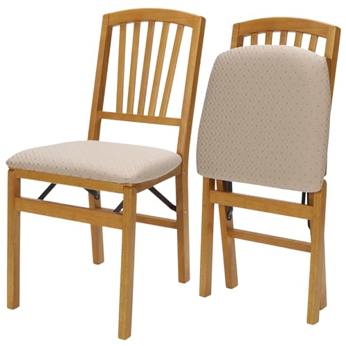 Stakmore Slat Back Folding Chair Finish, Set of 2, Oak
