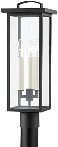 Miniatura 1 de Troy Lighting P7524-TBK Eden - Montaje de poste para exteriores de 3 luces en estilo misión, 21 pulgadas de alto y 7.5 pulgadas de ancho, color