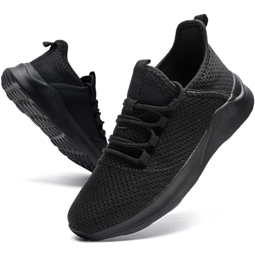 Mens Tennis Gym Shoes Lightweight Breathable Running Workout Shoes Non-Slip Fashion for Walking Work Travel Black 10