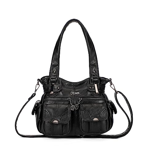 Image of KL928 Women's Shoulder Purse Large Hobo Tote PU Leather Multi-Pocket Bag | Large capacity, water-resistant, easy-clean, adjust strap, fits 10.2 inchipad, pockets, compartments, zipper, shop, travel, daily