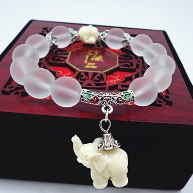 Natural Frosted Crystal Bracelet Fashion Cute Elephant Baby Major Suit Beautiful Ladies Petals Opal Hand Jewelry (Silver)