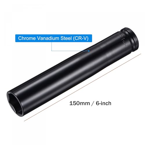 Image of TA-VIGOR 1 /2 Drive by 21mm Deep Impact Socket, 6 Inch Length Durable Reliable CR-V Steel, 6-Point Metric Sizes for Home Car Repair