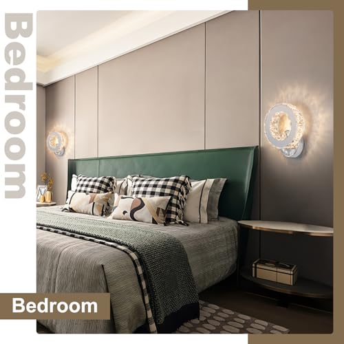 Image of Buccleuch LED Crystal Wall Sconce, Bright Adjustable Color Wall Sconce Light Fixture Stainless Steel White K9 Crystal Wall Lamp for Living Rooms Bedrooms Bathrooms Corridors Entrances Stairs