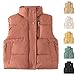 Kids Girls Puffer Vest Jacket Fashion Casual Sleeveless Zip Up Puffer Coat Fall Winter Solid Color Black 3-4 Years