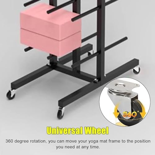 Movable Workout Equipment Organizer Rack for Yoga Mat/Block, Freestanding Portable Foam Rollers Display Shelf, for Studio Gym Basement Clubs image 3