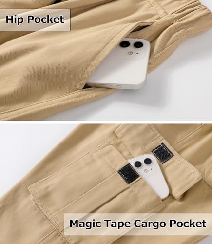 Image of TLAENSON Boys Cargo Joggers Pants Elastic Waist Casual Jogging Trousers Bottom for Kids 6-16 Years