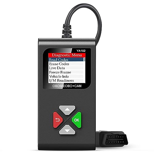 OBD2 Scanner YA-102 Car Code Reader 10 Modes Car Scanner Full OBD2 Functions Check Engine Fault Code Reader with 12V Cars for Cars After 1996 (1.8'' Display)