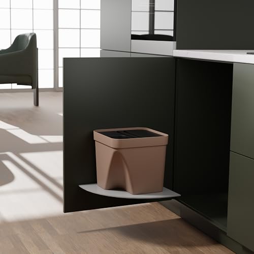 Image of 10L Dustbin with Lid | Beige | Pack of 1 | Multipurpose Garbage Bin for Kitchen, Home & Office | Wet & Dry Waste Basket for Food Waste, Recycling & Indoor Outdoor Use