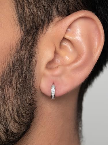 Image of ORIONZ Hoop Earrings for Men & Boys (1 Piece) - 925 Sterling Silver - Gift for Birthday Anniversary - 18k Gold Plated Jewellery - Men Fashion