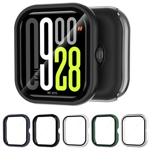 Wyngee 5pz Cover Compatibile per Xiaomi Redmi Watch 5, HD Ultra Trasparente/Antigraffio/9H/Senza Bolle Robusto Cornice Pellicola Vetro Temperato Compatibile per Xiaomi Watch 5
