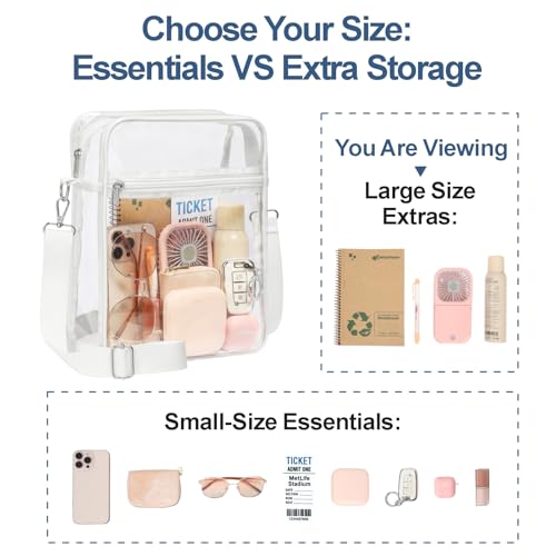 Image of PACKISM Clear Bag for Stadium Events - Clear Purses for Women Transparent Crossbody Messenger Bag for Concerts Game Day
