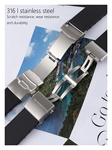 Correa de silicona de 24mm negra compatible con reloj Oris TT1 para buceo 4