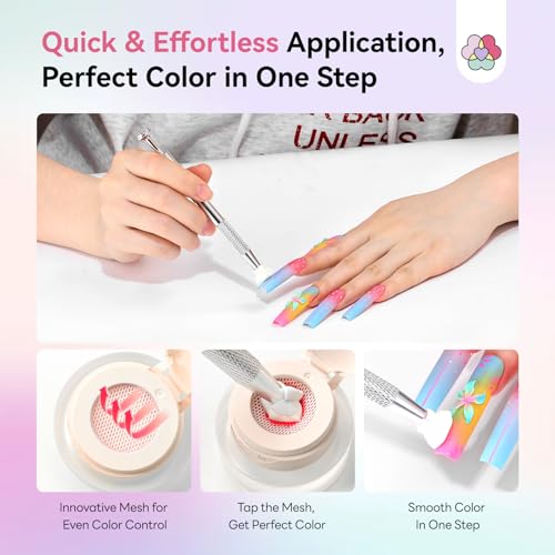 Image of SAVILAND Cushion Patting Gel Polish Kit: 6 Colors Pat Pat Gel Colorful Ombre Painting Gels with 100PCS Sponges Pigmented No Wipe Pats Gels Polish Palette Gradient Blush Aura Nail Art Home Salon Use