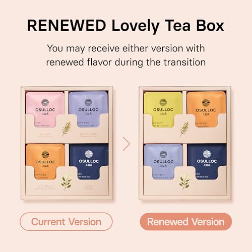 OSULLOC Lovely Tea Gift Box Set (12 count, 4 flavors x 3 EA) | Premium Blended Tea from Jeju | Korean Tea Sampler | Fruit Tea Variety Pack | Pyramid Tea Bag Series