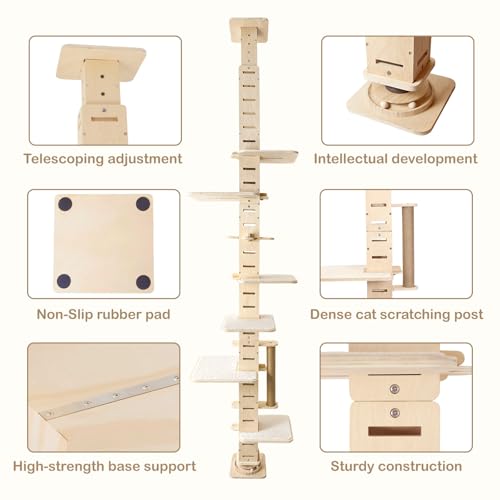 Torre rascador para gatos ajustable multi-niveles 50x15x10.5 pulg miniatura 4