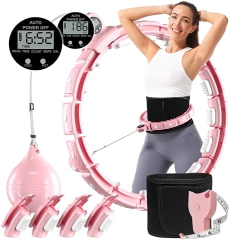 Cozylady Smart Weighted Hula Ring Hoops for Adults: Achieve Weight Loss with Quiet Infinity Hoop, Fitness Hoop Plus Size 140CM, Adjustable Links, Exercise Belt & Measuring Ruler Included 1 41BpRRzJOLL. AC