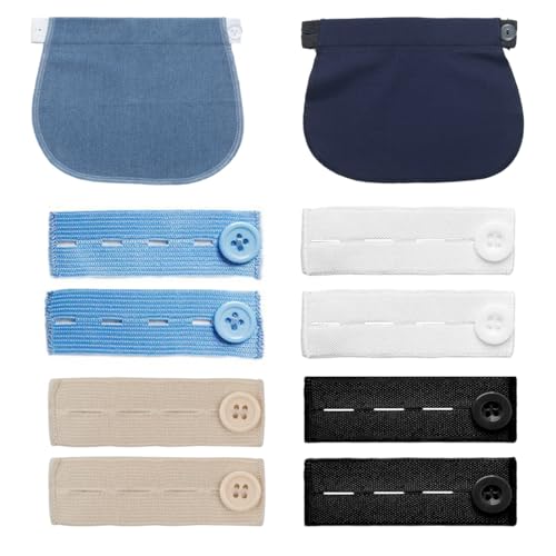 JYNXOR 10 Pcs Embarazada, Extensiones de Pantalones para Embarazadas, Extensores de Pantalones de Maternidad, Extensión de Cintura para Embarazo Cintura Ajustable para Embarazadas
