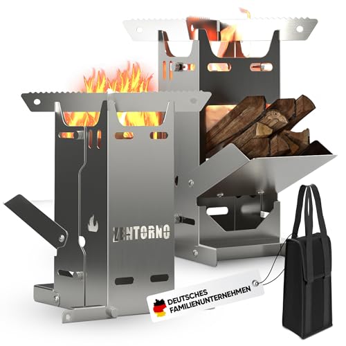 Zentorno® Rocket Stove 2023 - Estufa de leña para exteriores de acero inoxidable (inoxidable, para...