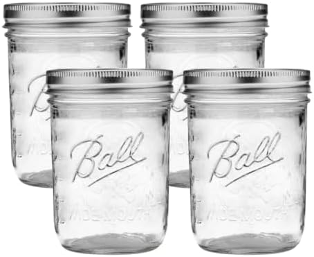 Ball Wide Mouth Glass Mason Jars with Lids and Bands, Used for Ca...