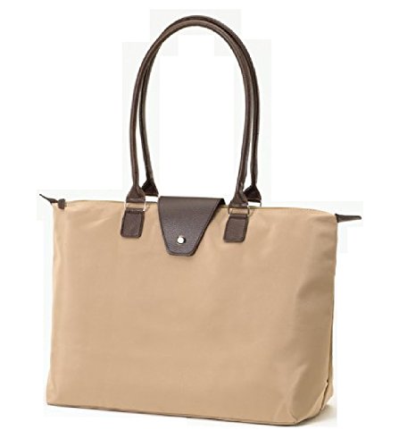 Fold-Up Tote Bag with Long Handle - Sand
