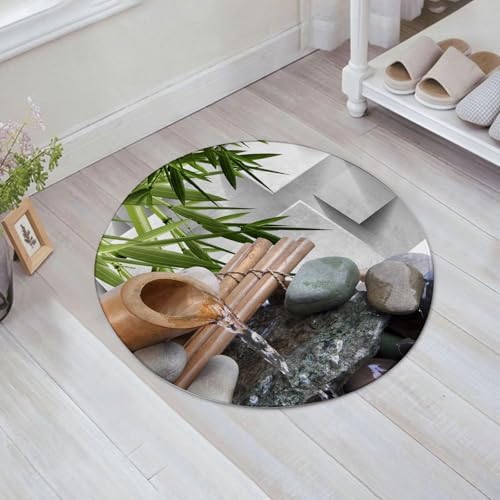 FSDGY Tapis de Bain,Tapis Salle de Bain Moelleux en Microfibre,Tapis de Douche Absorbant Lavable en Machine,Feuille, Zen Zen Bambou Spa Asiatique Zen Pierre...