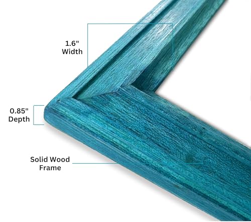 Image of A2 Size Wooden Photo Frame for Wall Decoration, Blue Photo Frame with Mat, A2 size Photo Frame for Posters Photos and Artworks