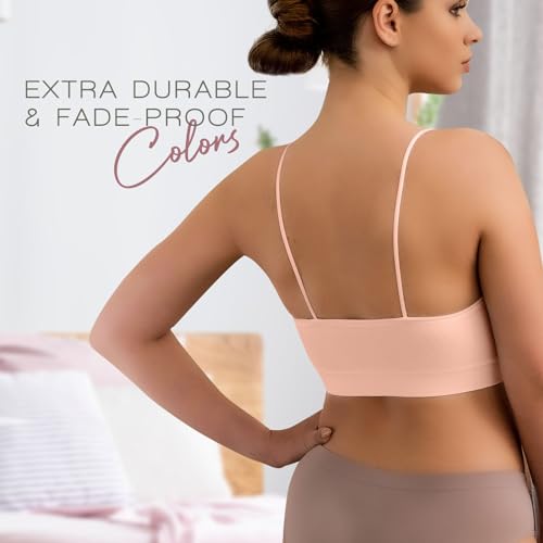 Alyce Intimates Pack of 5 Seamless Ribbed Sleep Bras for Women- Wireless, Padded Lounge Bra/Soft Sleeping Bralettes4