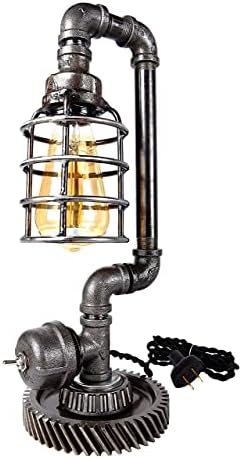 Savage Metal - Rustic Industrial Edison Steampunk Lamp with Switch - Vintage Antique Home Decor - Ideal for Bedrooms, Living Rooms, Bedside Tables, Nightstand, Desks - Accent Lighting