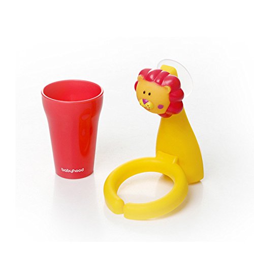 Heying Baby Animal Cartoon Children Toothbrush Holder Suit, Creative Candy Color Wall Suction Hanging Mouthwash Cup Food-Grade Material (Lion) #TOP1