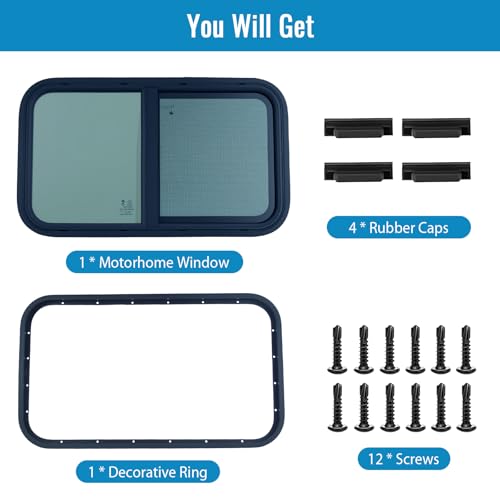 Wohnwagen Fenster mit Fliegengitter, Caravan Seitenfenster, Push Fenster Insektenschutz Sonnenschutz, 600x300mm Wohnwagenfenster für Wohnmobile, Anhänger
