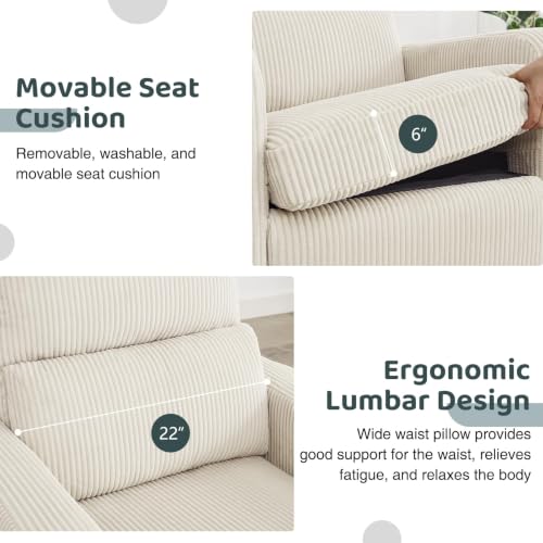Image of Power Swivel Rocker Recliner, Glider Recliner Nursery Chair, Cream