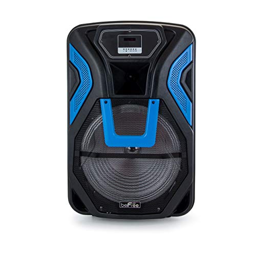beFree Sound 15 Inch Rechargeable Bluetooth Portable Party PA Speaker System with SD/FM/USB Inputs, Black