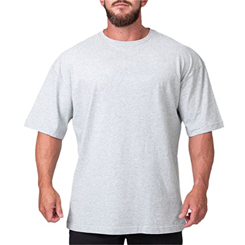 T-shirt de course à pied homme en coton ample gris XXL
