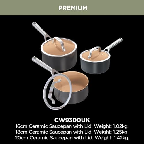Ninja Extended Life 3-Piece Ceramic Saucepan Set,(16, 18 & 20cm Saucepans with Lids), Non-Stick(No PFAs, PFOAs, Lead or Cadmium), Induction Compatible, Oven Safe to 285°C, Terracotta & Grey, CW93000UK - Image 6