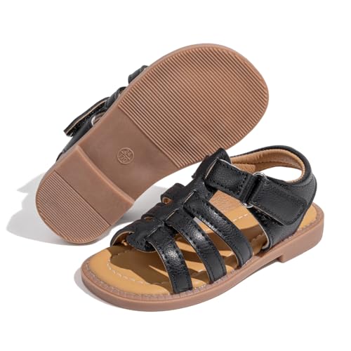 Image of Toddler Girls Sandals Slip-On Open Toe Sandals Little Kid Non-Slip Soft Rubber Sole Princess Flat Shoes
