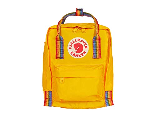 Fjällräven Unisex Kanken Rainbow Mini Laptop Backpack – Lightweight & Water-resistant – Vinylon F Fabric Warm Yellow/Rainbow Pattern One Size One Size