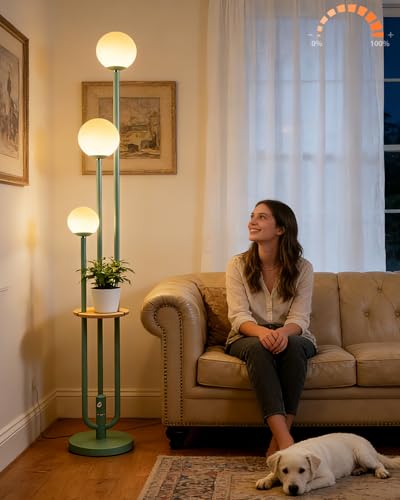 Image of Lightdot 63IN Floor Lamp with 3 Green U-Pole, Modern Floor Lamp with 3000K Warm White LED Bulbs Included, Candle Holder Style Modern Tall Lamp for Living Room /Wedding /Party /Sofa Beside /Corner Decor