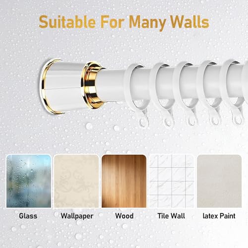 Tringle pour rideau de douche extensible 160-250cm vert sans perçage - 4