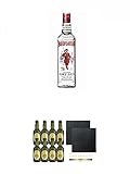  Beefeater London Dry Gin 1,0 Liter + Fentimans Tonic Water 8 x 200 ml + Schiefer Glasuntersetzer eckig ca. 9,5 cm Ø 2 Stück